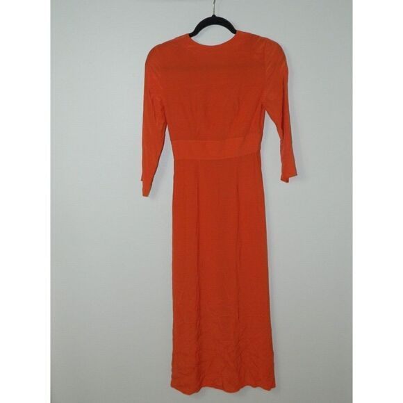 & Other Stories Dress Women's Size 0 Orange V Neck Midi Dress - Picture 6 of 14